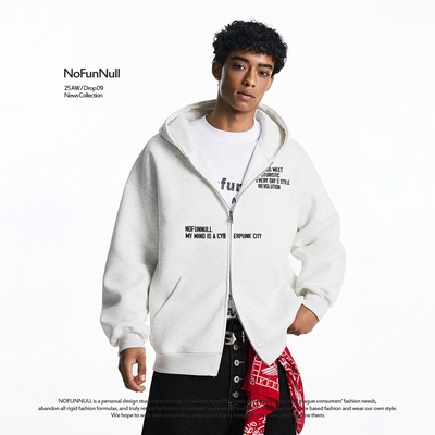 NOFUNNULL美式字母印花套头卫衣