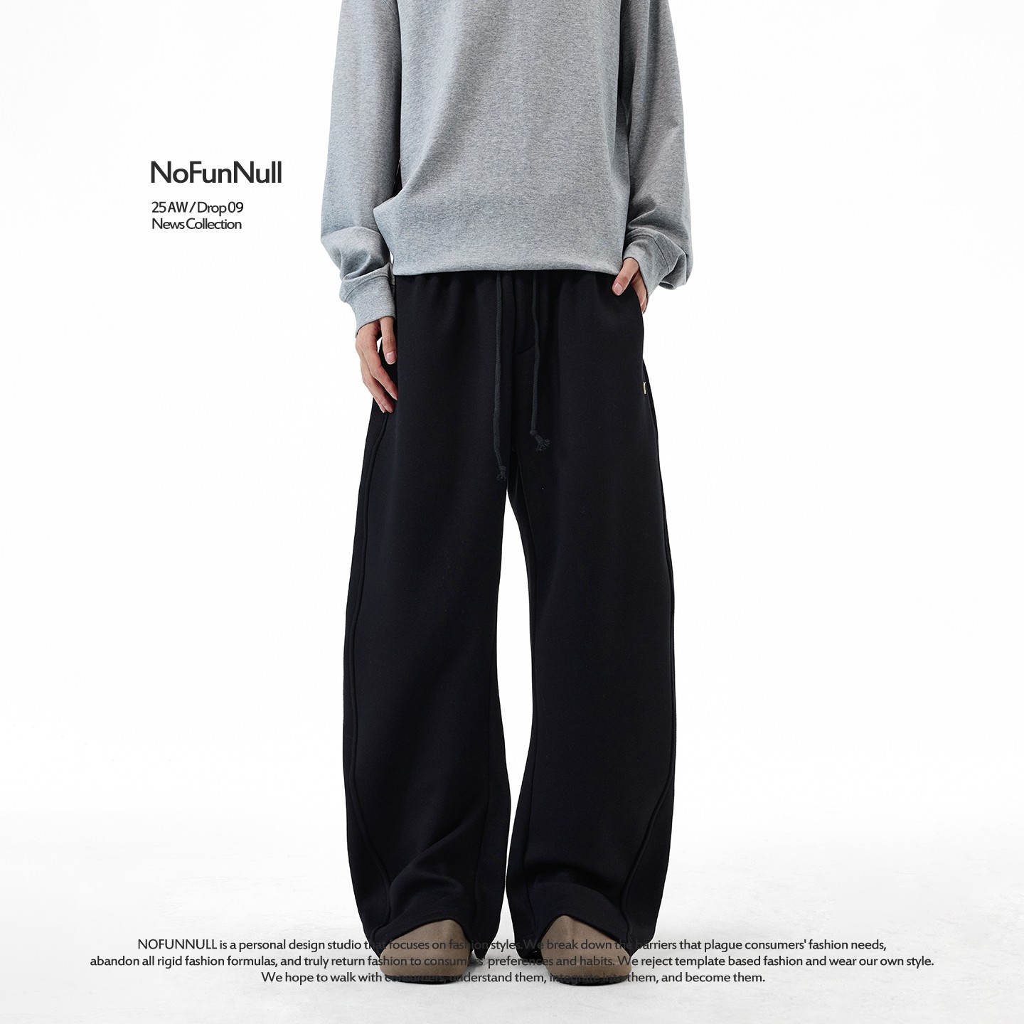 NOFUNNULL 美式加绒加厚保暖直筒休闲裤男女冬季宽松阔腿垂感卫裤,男装,休闲裤,淘宝优惠券,粉丝福利购,淘宝优惠卷