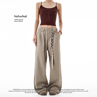 男美式 NOFUNNULL 25新款 老钱风条纹高质西裤 复古慵懒垂感休闲长裤