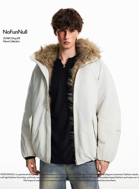 NOFUNNULL 美式巴恩风加厚毛领棉衣男女冬宽松保暖座山雕棉服外套