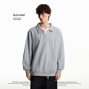 NOFUNNULL假两件肌理感套头翻领卫衣秋季 POLO领T恤潮 男女宽松长袖