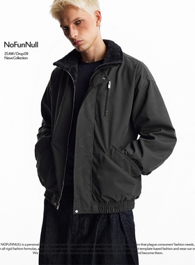 NOFUNNULL 美式复古巴恩风加厚毛领棉衣秋冬短款廓形工装夹克外套