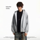 重磅美式 短款 连帽休闲卫衣春季 NOFUNNULL 男女纯色结构开衫 外套潮