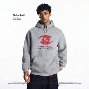 [张桂源同款]NOFUNNULL 400g重磅印花连帽卫衣男秋季宽松阔版上衣