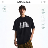 NOFUNNULL260g重磅索罗娜凉感短袖 t恤男美式 复古宽松落肩印花上衣