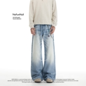 美式 高街vibe窄版 微喇猫须牛仔裤 NOFUNNULL 男女春宽松显高瘦长裤