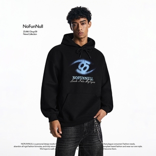 [张桂源同款]NOFUNNULL 美式街头字母印花连帽卫衣男秋季硬挺上衣