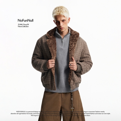 NOFUNNULL老钱风格纹座山雕棉服