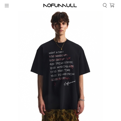 NOFUNNULL双本针260g索罗娜短袖