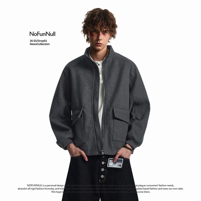 NOFUNNULL设计感毛呢大口袋外套