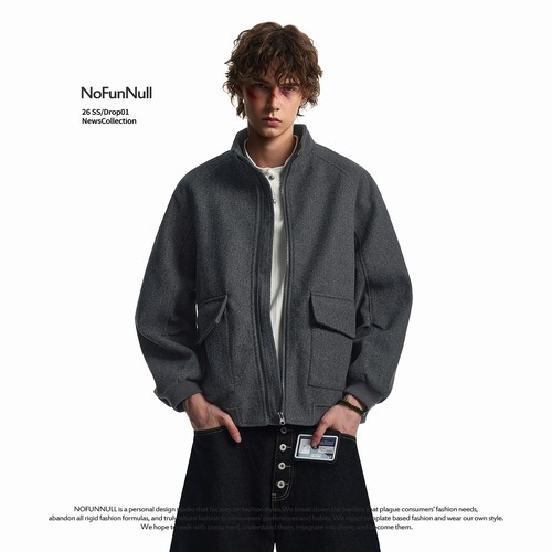 NOFUNNULL设计感毛呢大口袋外套