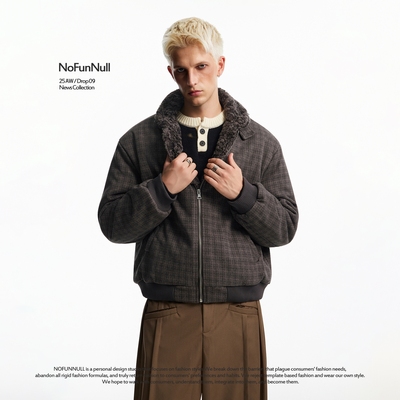 NOFUNNULL老钱风格纹棉服外套潮