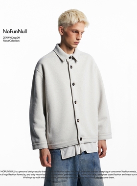 NOFUNNULL 美式cleanfit毛呢极简风夹克男女冬季新贵绵羊毛外套潮