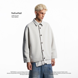 NOFUNNULL 美式cleanfit毛呢极简风夹克男女冬季新贵绵羊毛外套潮