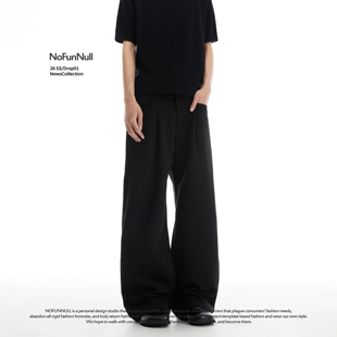 男女春老钱风休闲裤 cleanfit可调节松紧腰褶皱西裤 美式 NOFUNNULL