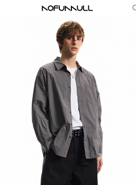 NOFUNNULL 春季基础款通勤衬衫男女百搭简约宽松翻领长袖衬衣外套