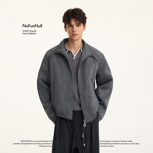 NOFUNNULL vibe解构设计立领外套男秋季 短宽夹克开衫 拉链卫衣 美式