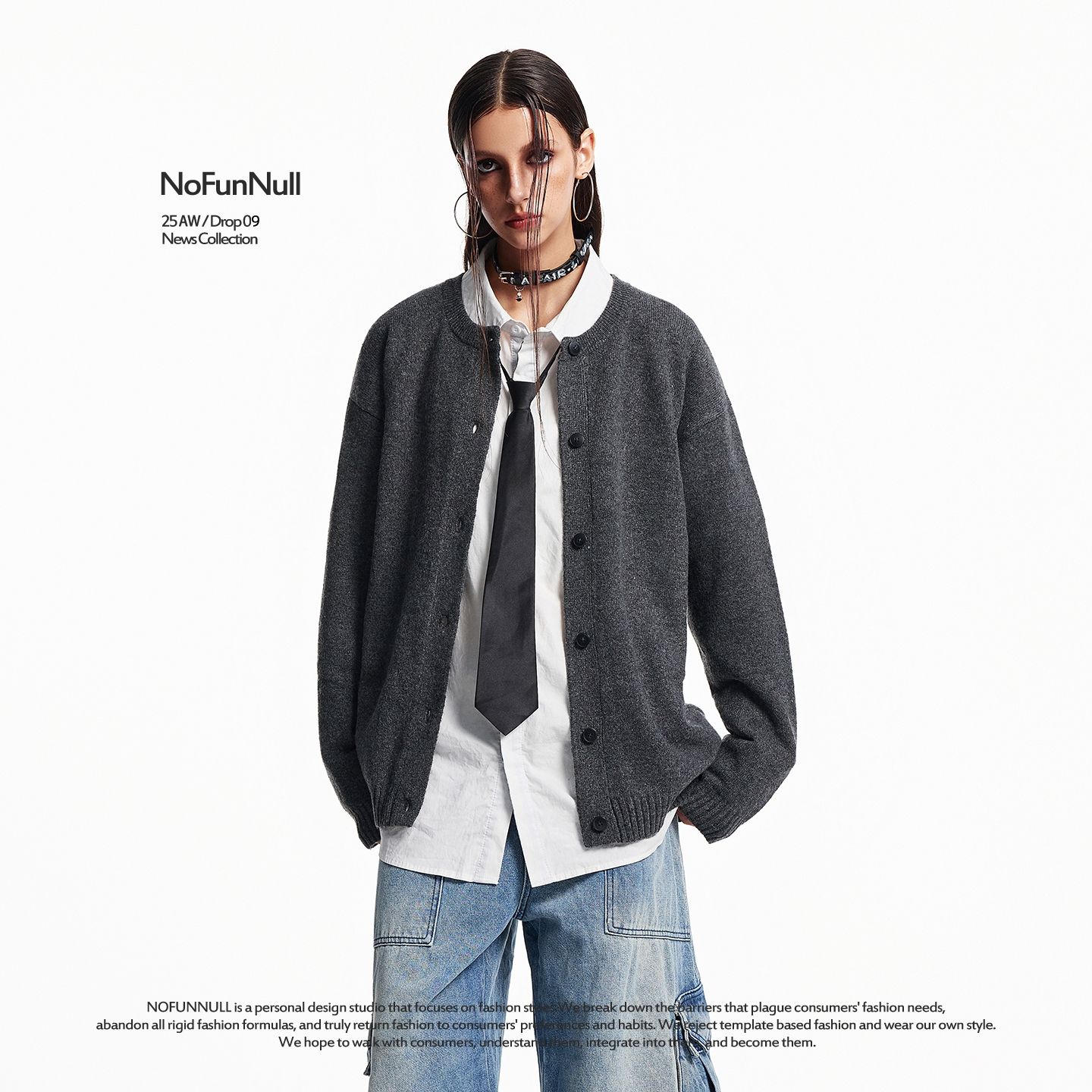 NOFUNNULL复古老钱风开衫毛衣潮