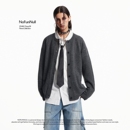 NOFUNNULL 毛衣男秋冬慵懒感高质针织外套 复古老钱风羊毛混纺开衫