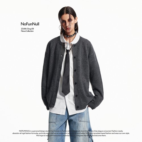 NOFUNNULL复古老钱风开衫毛衣潮