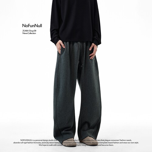 NOFUNNULL美式加绒保暖垂感卫裤