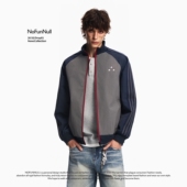bf风休闲运动外套潮 复古撞色立领条纹夹克男女春季 NOFUNNULL 美式
