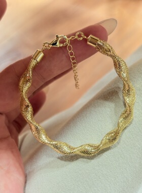 意大利花生网手链金属呈现的空气感925银镀金