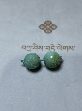 天然原矿绿松石雕刻珠 对珠 腰珠 配珠 配饰