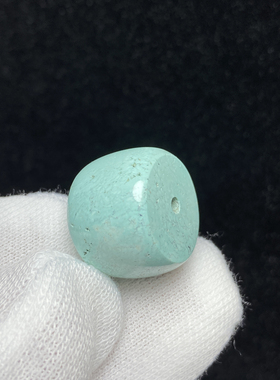 天然原矿绿松石老型珠桶珠散珠手串手链饰品diy配饰顶腰珠原矿