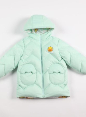 B.Duck小黄鸭正品羽绒服中长款连帽正反两面穿保暖外套