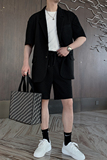 夏季韩版宽松网红休闲华夫格短袖西服男纯色套装B267-TZ112-P145，男装西服套装，电商B267