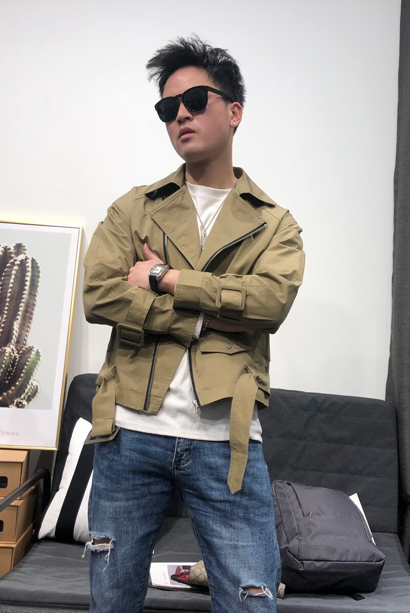 春秋款男士翻领夹克潮流韩版机车风都市百搭风衣潮A369-7001,男装夹克,电商B267