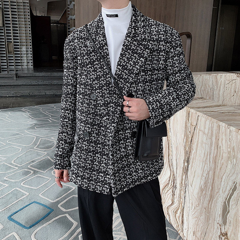 秋冬加厚小香风休闲西服男韩版宽松毛呢西装外套ins潮XZ028,男装西服,电商B267