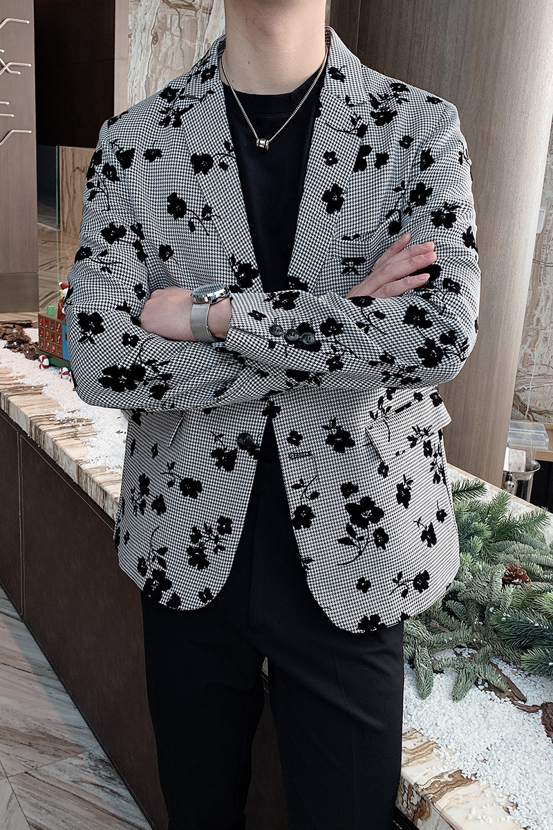 千鸟格韩版西服复古潮流帅气微松休闲西装外套男A369-XZ2035,男装西服,电商B267