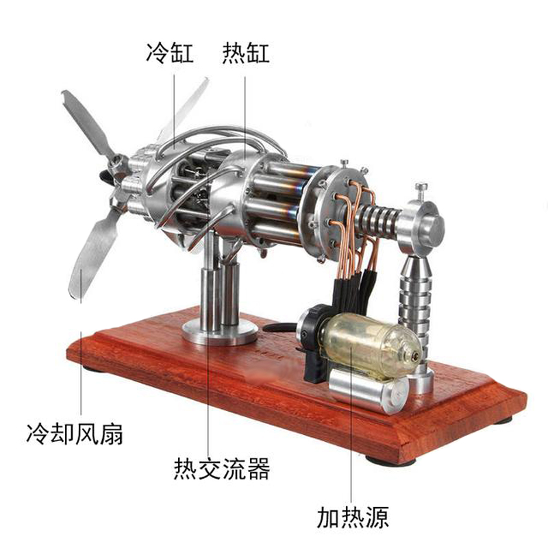 斯特林斜盘16缸飞机发动机模型8缸热动力可发动微型迷你蒸汽引擎 玩具/童车/益智/积木/模型 科学实验 原图主图