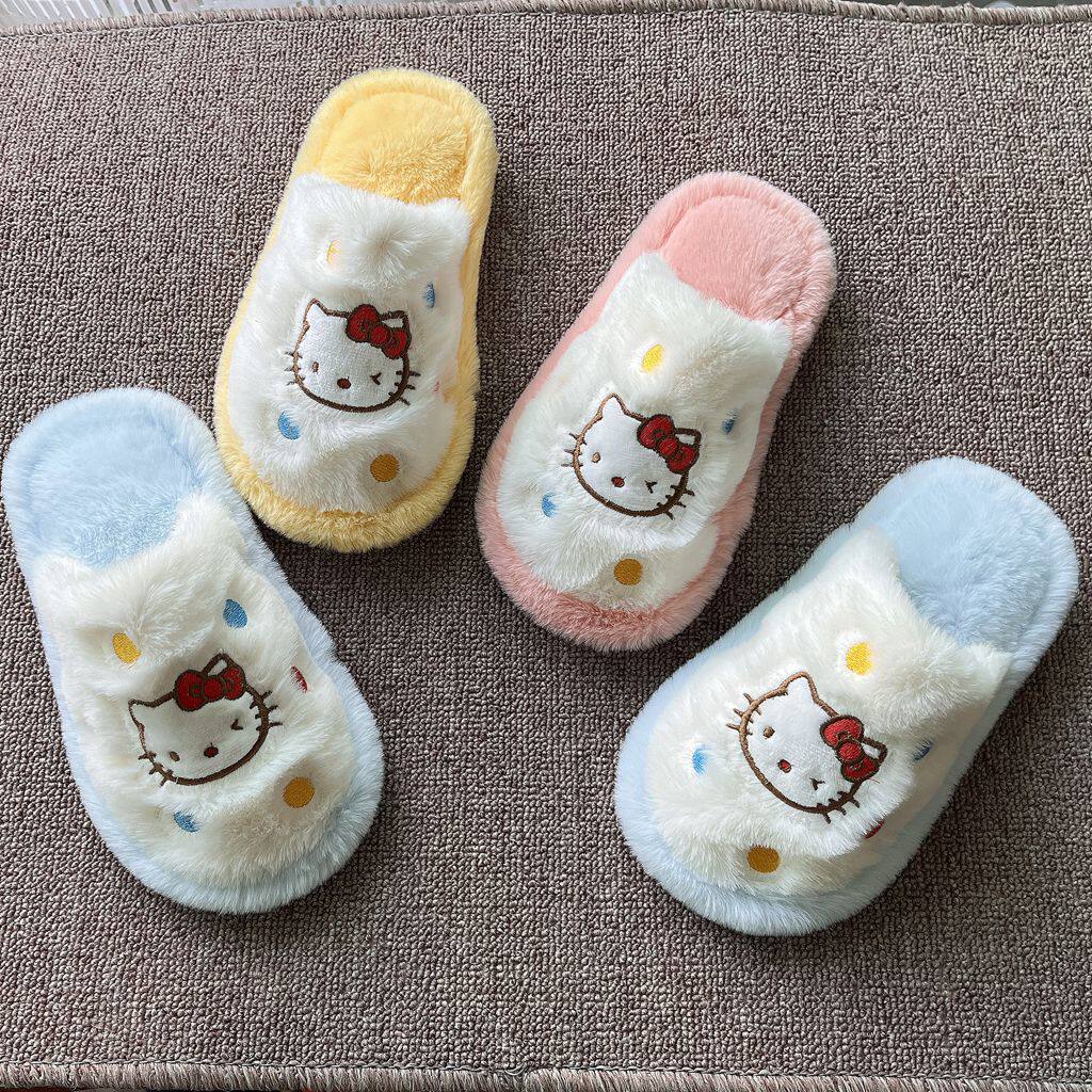 HelloKitty趣味可爱毛毛包头拖鞋图片