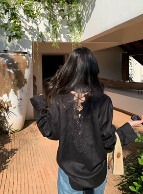 Fanny of Fun春夏新款镂空蕾丝拼接衬衫女长袖设计感上衣