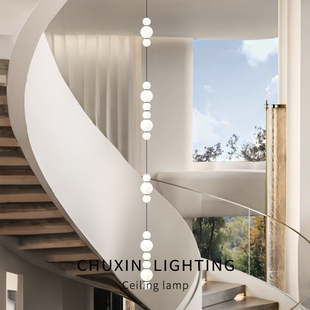 一串多头串串球复式 楼别墅楼梯间吊灯现代简约狭窄楼梯间圆球吊灯