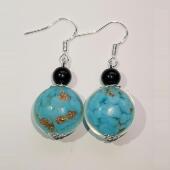 耳坠 ER41MuralaGlass出口意大利 琉璃镶箔糖果绿 纯银耳环饰品