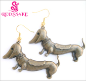 耳坠 RED 耳环 dog浮雕 古青铜色 SNAKE红蛇 可爱腊肠