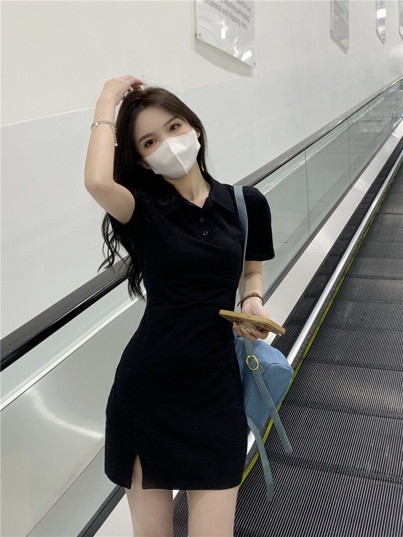 大码胖mm连衣裙女夏季新款紧身显瘦T恤裙子气质收腰百搭包臀短裙