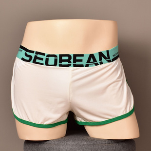 希宾家居宽松睡裤高开叉透明速干内双丁阿罗裤短裤性感潮丝滑透气