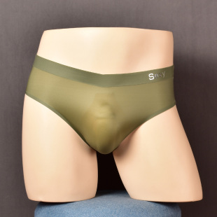 油光缎面轻奢男士 10A抑菌面料无痕超薄丝滑低腰透明 冰丝三角内裤