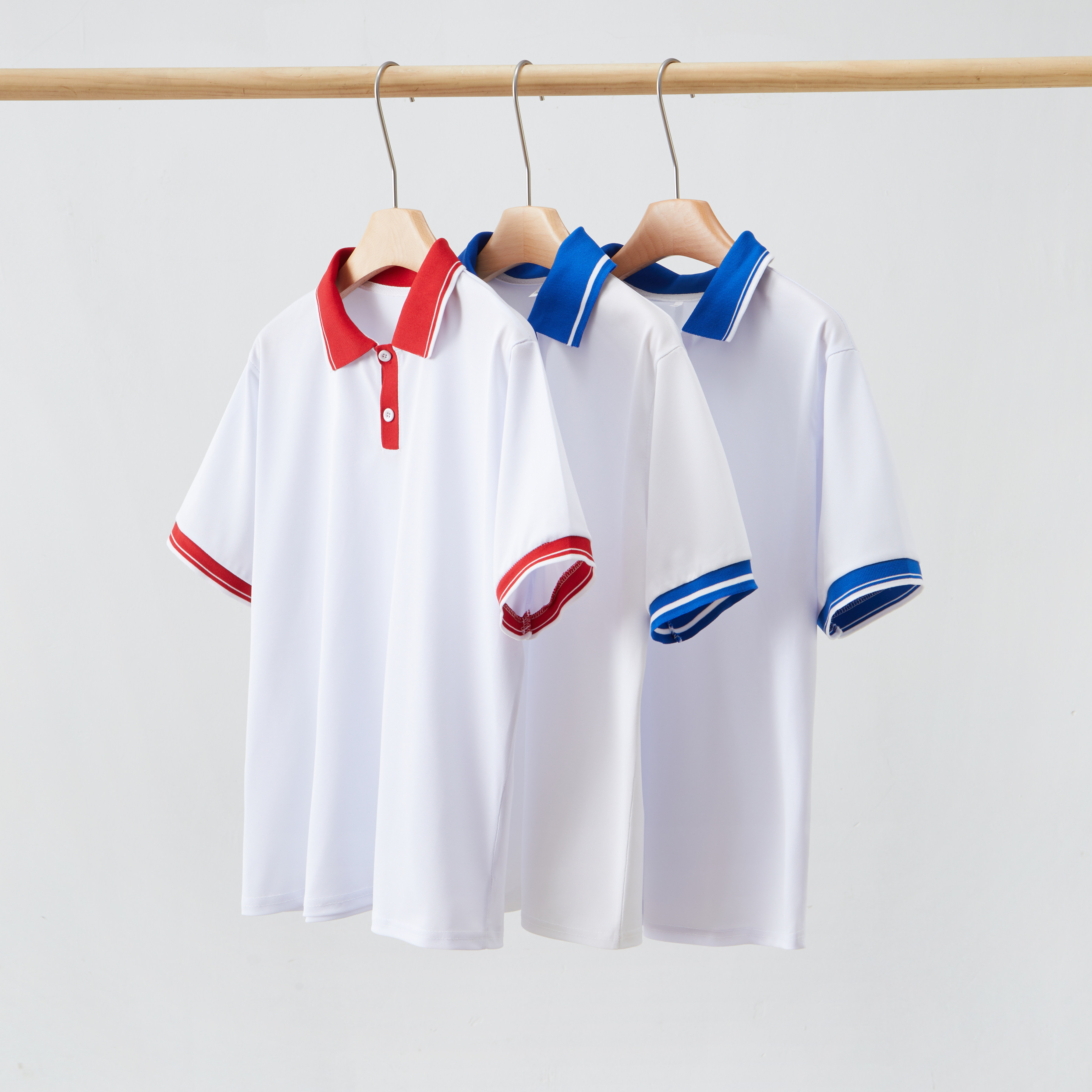 撞色短袖POLO衫学生校服翻领T恤男女夏季班服纯白色上衣夏季薄款