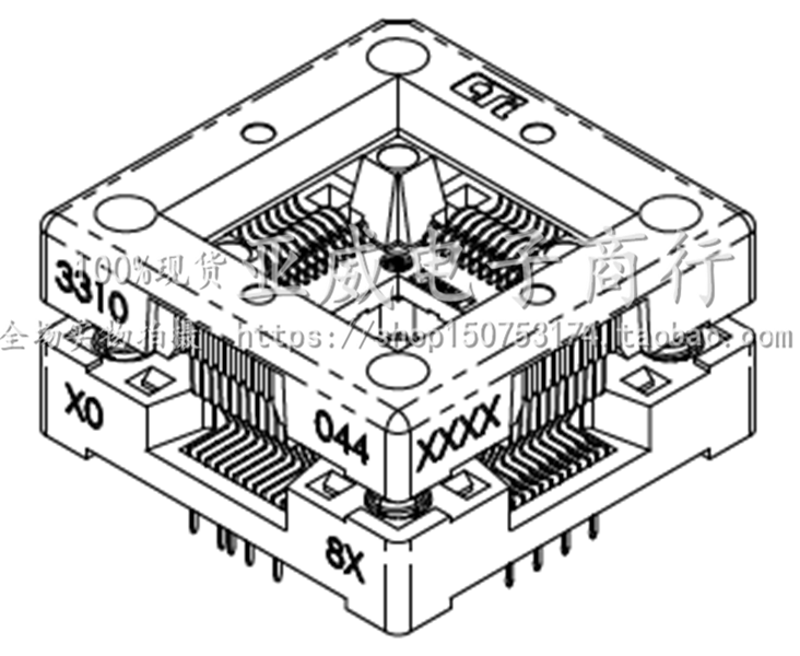 测试座 3310-044-6-08 QFP44 LQFP44 TQFP44间距0.8MM烧录座