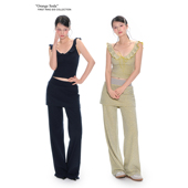 套装 First 假两件裙裤 休闲裤 Ring黄色条纹 藏青色木耳边吊带背心