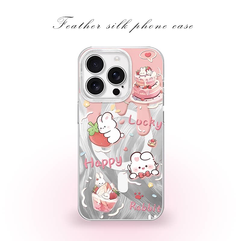 奶油蛋糕兔子用于iPhone17pro/16promax手机壳华为mete80一加13磁吸vivoS30羽纱红米K80小米17OPPO