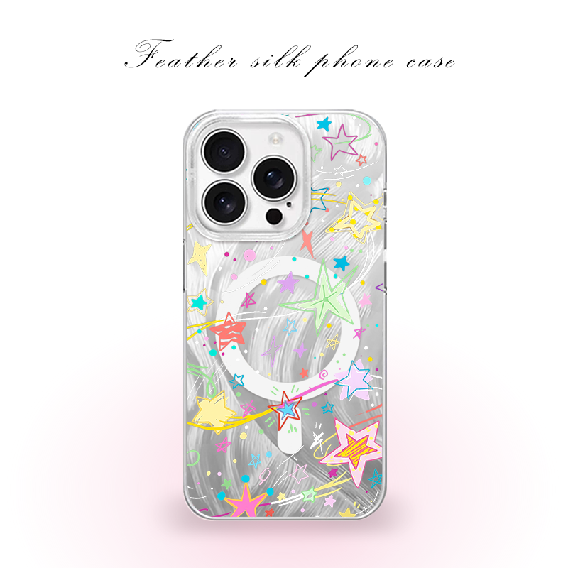 彩绘涂鸭星星适用于iPhone17pro/16promax手机壳华为mete80一加13磁吸vivoS30羽纱红米K80小米17OPPO