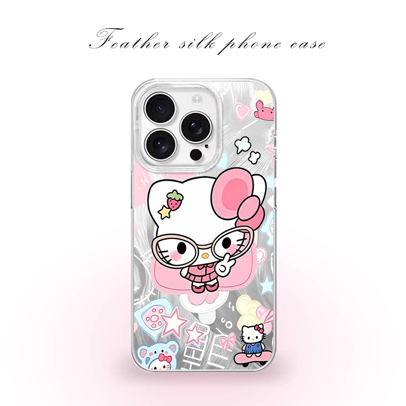 比耶眼镜kitty用于iPhone17pro/16promax手机壳华为mete80一加13磁吸vivoS30羽纱红米K80小米17OPPO