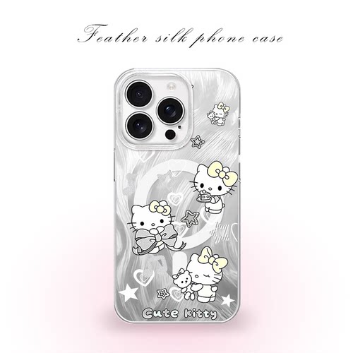 Hello Kitty用于iPhone17pro/16promax手机壳华为mete80一加13磁吸vivoS30羽纱红米K80小米17OPPO